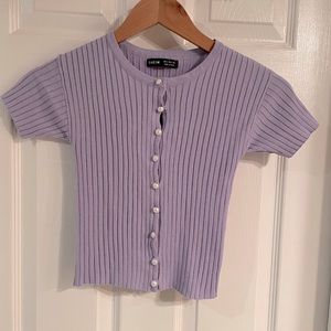 SHEIN Lavender Knit Crop Top Sweater
